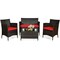 4 Pieces Comfortable Outdoor Rattan Sofa Set With Glass Coffee Table